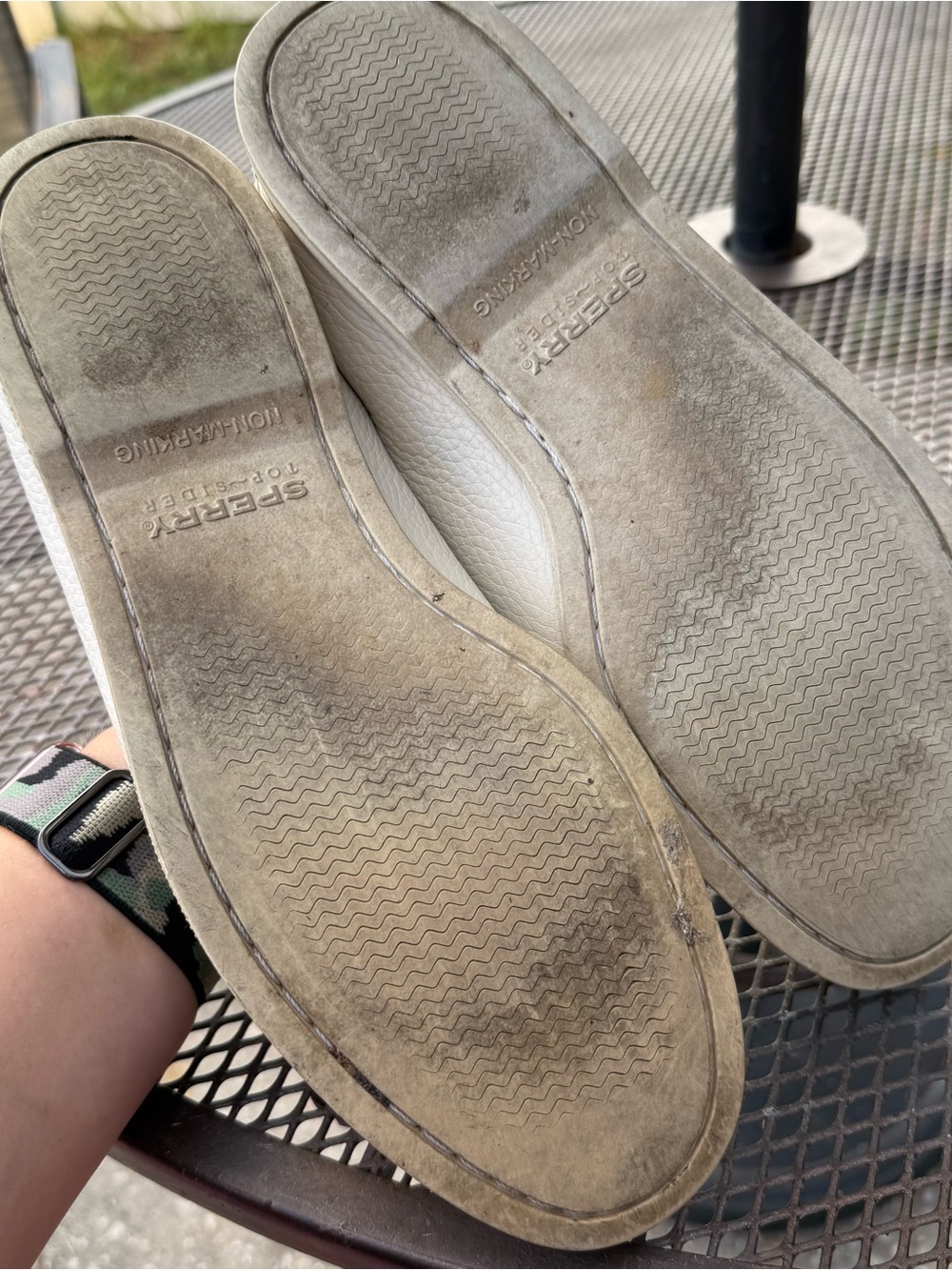 Sperry Top-Sider Authentic Original Boat Shoes Cream Leather Mens Size 10.5 EUC - Picture 6 of 8